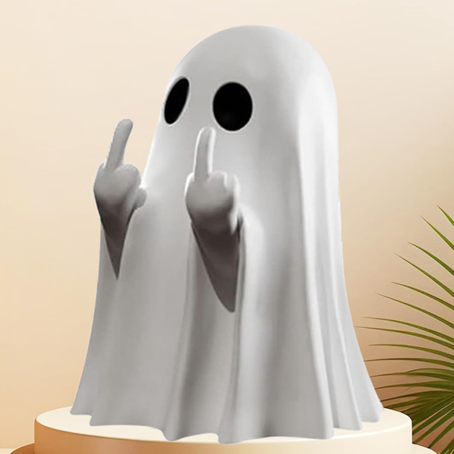 Halloween Ghost Figurine Middle Finger Statue - Cute Decor for Porch and Indoor Spooky Home Decor, Spooky Resin Hallowee