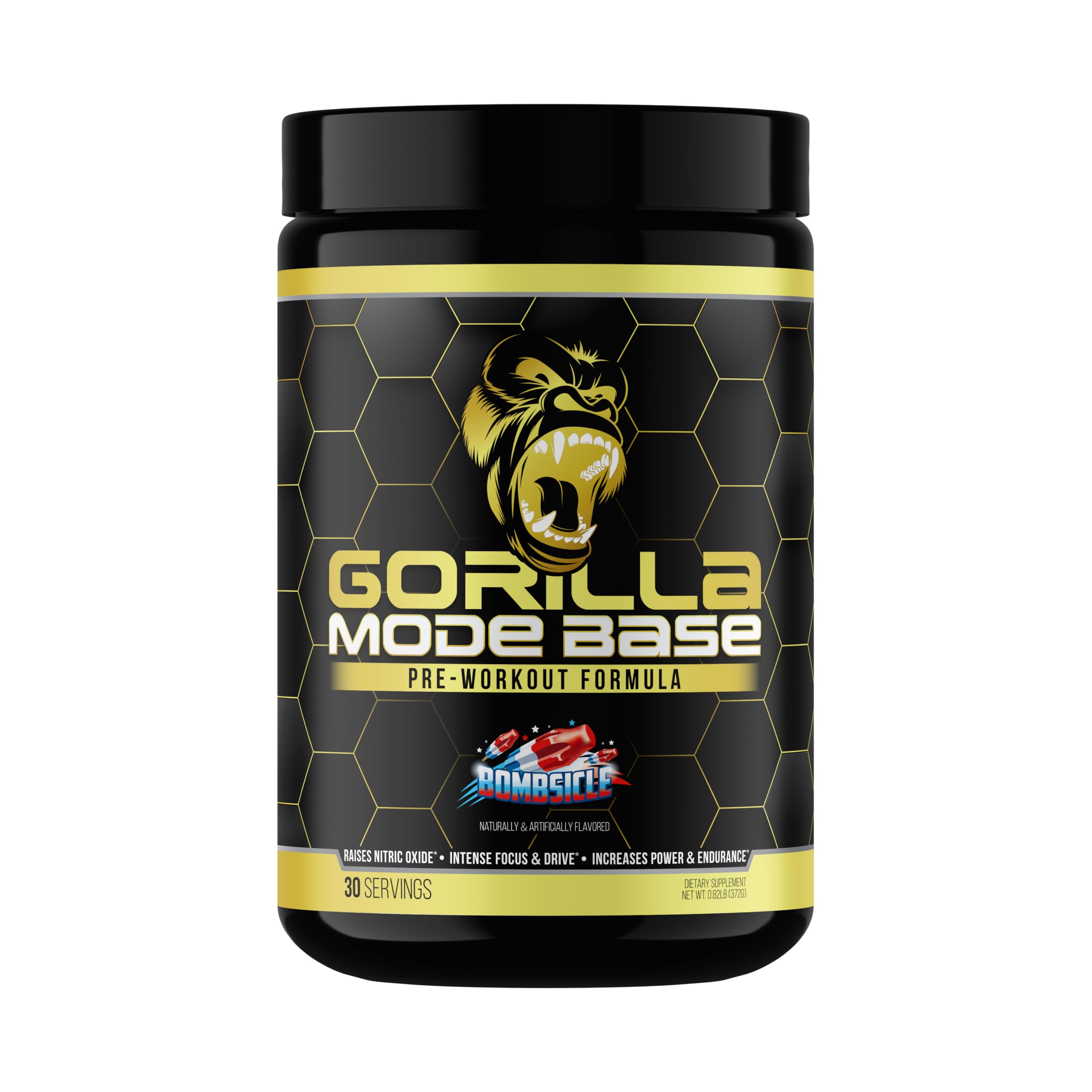 Gorilla Mind Base Pre Workout Bombsicle Raises Nitric Oxide Intense Focus & Drive Endurance Power 360 Grams